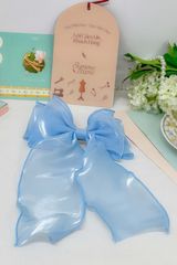 Kẹp tóc KE-022 nơ ruy băng hai tầng organza xanh biển