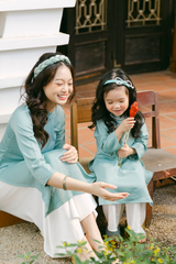 Áo dài Dáng xưa Yên Phụng BÉ - Xanh ngọc nhạt