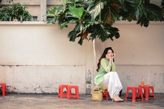 Áo bà ba Cách tân Út Xinh - Xanh cốm