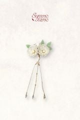 Kẹp tóc KE-003 hoa trắng phối dây hạt