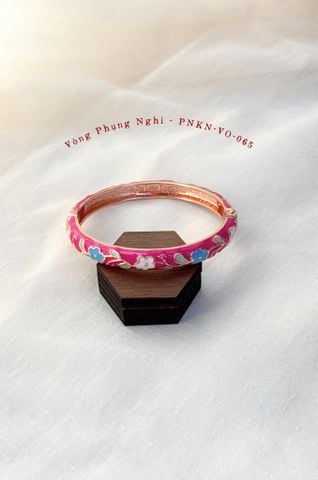 Vòng tay VO-065 Phụng Nghi hồng đậm hoa trắng xanh biển nhỏ - 8mm