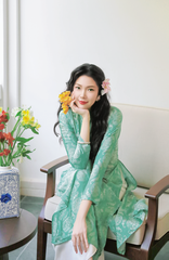 Áo dài lụa tơ tằm Truyền thống Phúc Thọ - Xanh ngọc