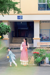 Áo dài linen Thanh Hồng cổ đứng