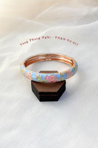 Vòng tay VO-077 Phụng Nghi xanh biển hoa mẫu đơn hồng - 10mm