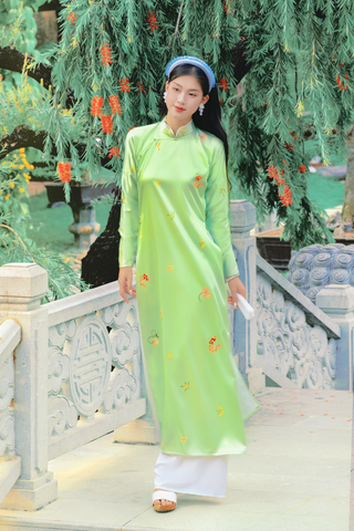 Áo dài tay chẽn Ỷ Xuân Phong - Xanh cốm