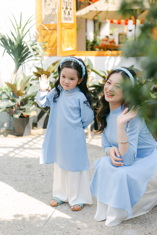 Áo dài Dáng xưa Yên Phụng BÉ - Xanh biển