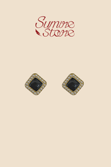 Hoa tai D1909 Đá đen hình thoi nhỏ