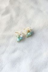 Hoa tai NK-189 hoa đá trắng phối xanh ngọc