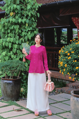Áo bà ba lụa tơ tằm Phượng Liên - Hồng sen