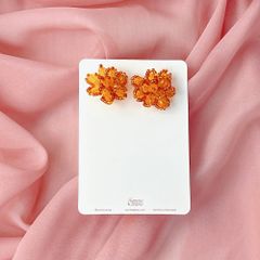 Hoa tai NK-167 hoa hạt ngọc bầu dục cam vàng phối viền ngọc trai