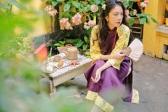 Áo dài linen Mộc Lan cổ đứng