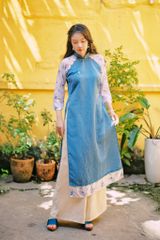 Áo dài linen Chi Lan cổ đứng