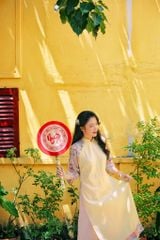Áo dài linen Nguyệt Lan cổ đứng
