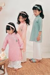 Áo dài Dáng xưa Thêu tay Mùa Vui - Hồng lavender - phiên bản Bé gái