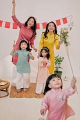 Áo dài Dáng xưa Thêu tay Mùa Vui - Hồng lavender - phiên bản Bé gái