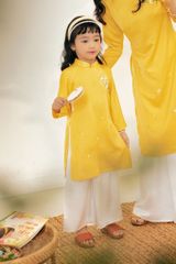 Áo dài Dáng xưa Thêu tay Mùa Vui - Vàng - phiên bản Bé gái