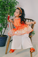 Áo yếm xòe organza Hoa Niên Ca BÉ - Cam