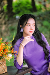 Hoa tai NK-088 hoa vải tím