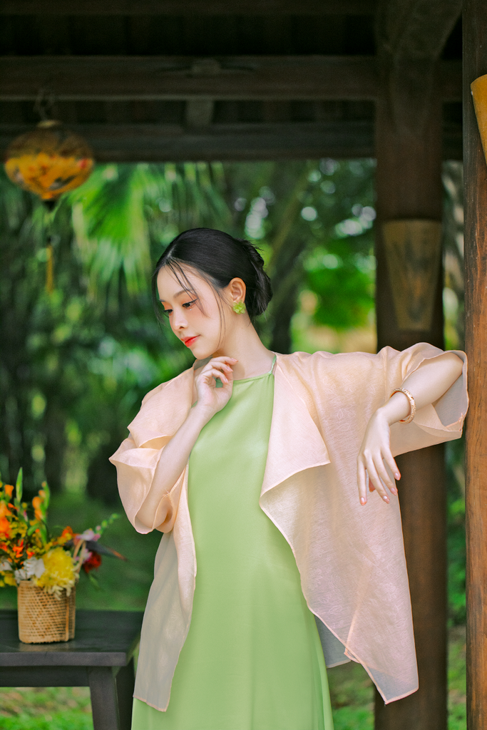 Đầm cổ yếm Sơn Trà - Xanh cốm