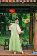 Đầm cổ yếm Sơn Trà - Xanh cốm
