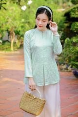 Áo bà ba Cách tân Út Nhỏ - Xanh mint hoa nhỏ