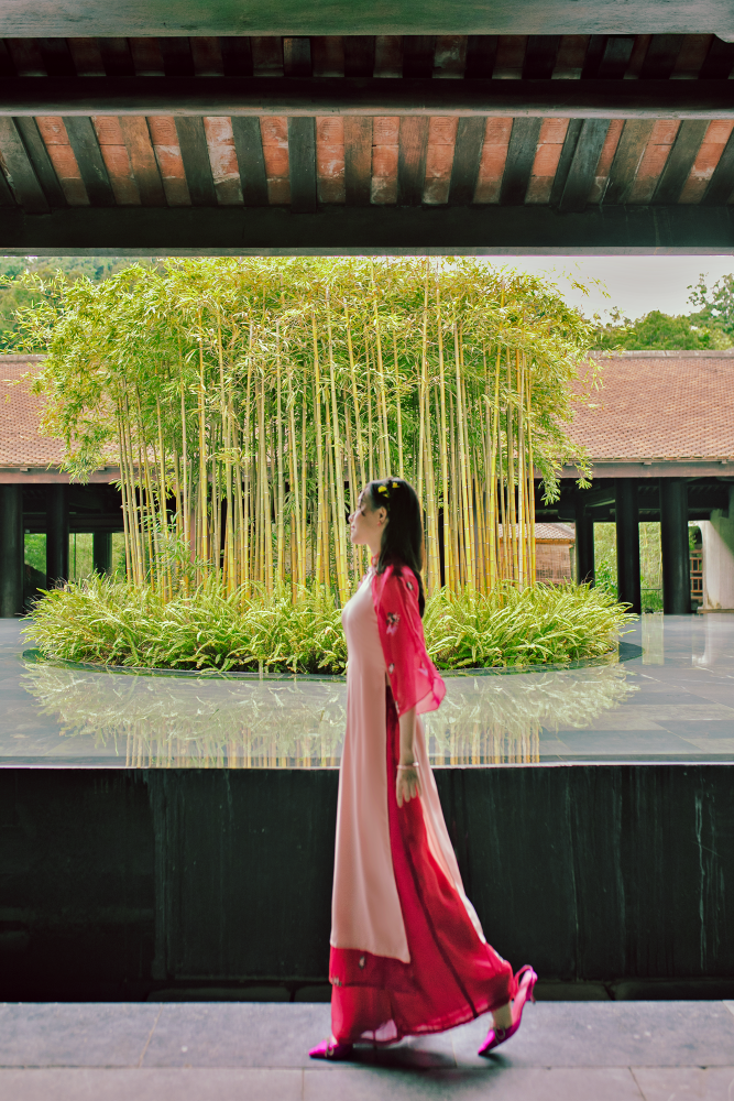 Áo dài Nhật Bình Xuân - Hồng