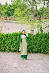 Áo dài Nhật Bình Xuân - Xanh lá