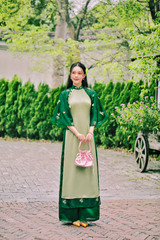 Áo dài Nhật Bình Xuân - Xanh lá