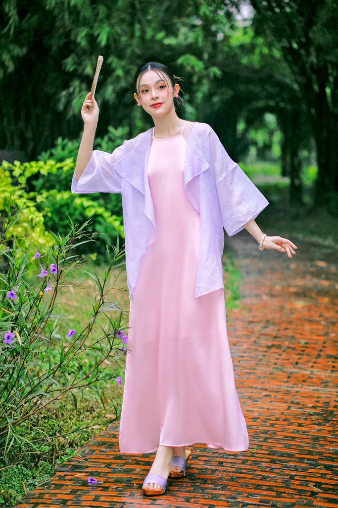 Đầm cổ yếm Sơn Trà - Hồng phấn