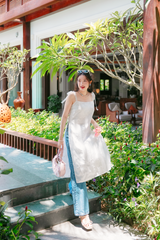 Áo dáng dài thêu hoa Mây Hoa