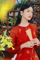 Áo bà ba Cách tân Lạc Hoa Bính - Đỏ