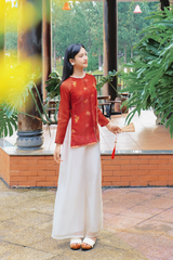 Áo bà ba Cách tân Lạc Hoa Bính - Đỏ
