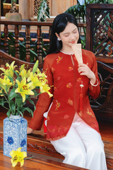 Áo bà ba Cách tân Lạc Hoa Bính - Đỏ