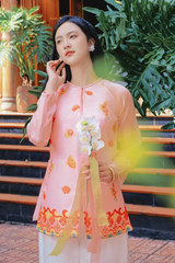 Áo bà ba Cách tân Lạc Hoa Bính - Hồng