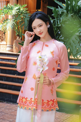 Áo bà ba Cách tân Lạc Hoa Bính - Hồng