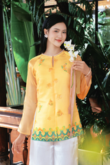 Áo bà ba Cách tân Lạc Hoa Bính - Vàng