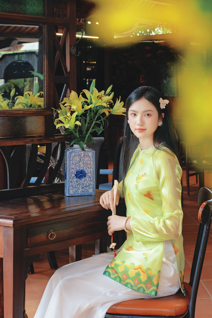 Áo bà ba Cách tân Lạc Hoa Bính - Xanh cốm