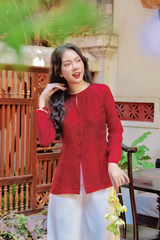 Áo bà ba lụa tơ tằm Phượng Loan - Đỏ