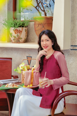 Áo bà ba lụa tơ tằm Phượng Loan - Đỏ tía