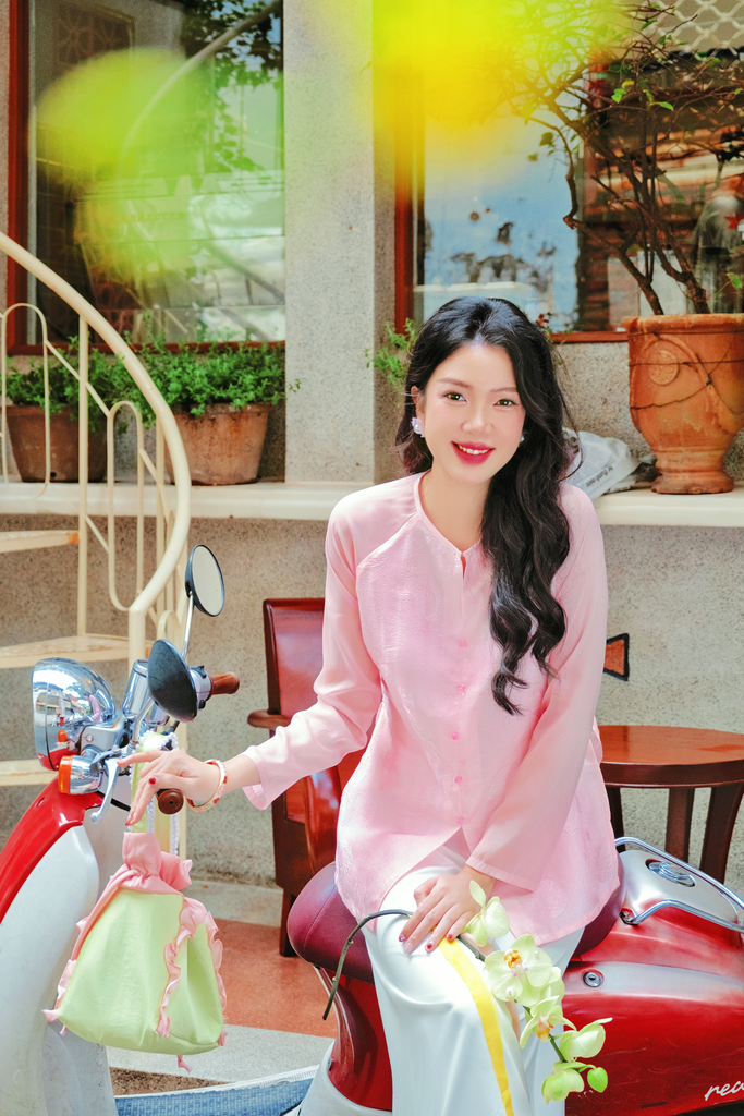 Áo bà ba lụa tơ tằm Phượng Loan - Hồng phớt