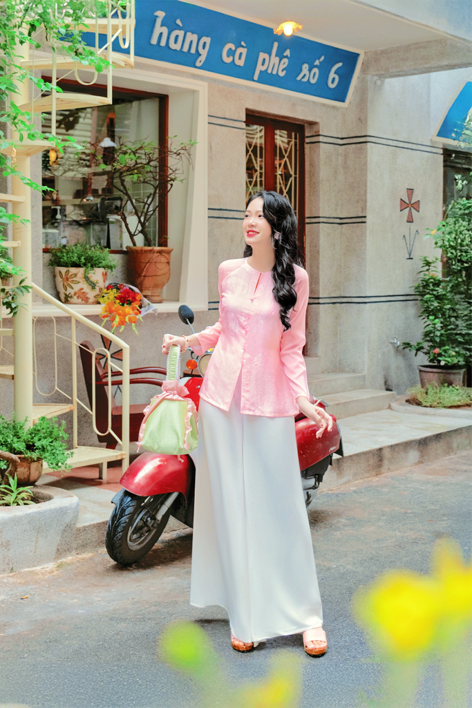 Áo bà ba lụa tơ tằm Phượng Loan - Hồng phớt