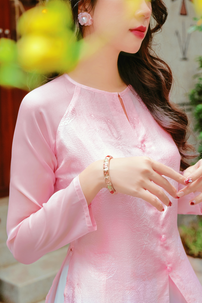 Áo bà ba lụa tơ tằm Phượng Loan - Hồng phớt