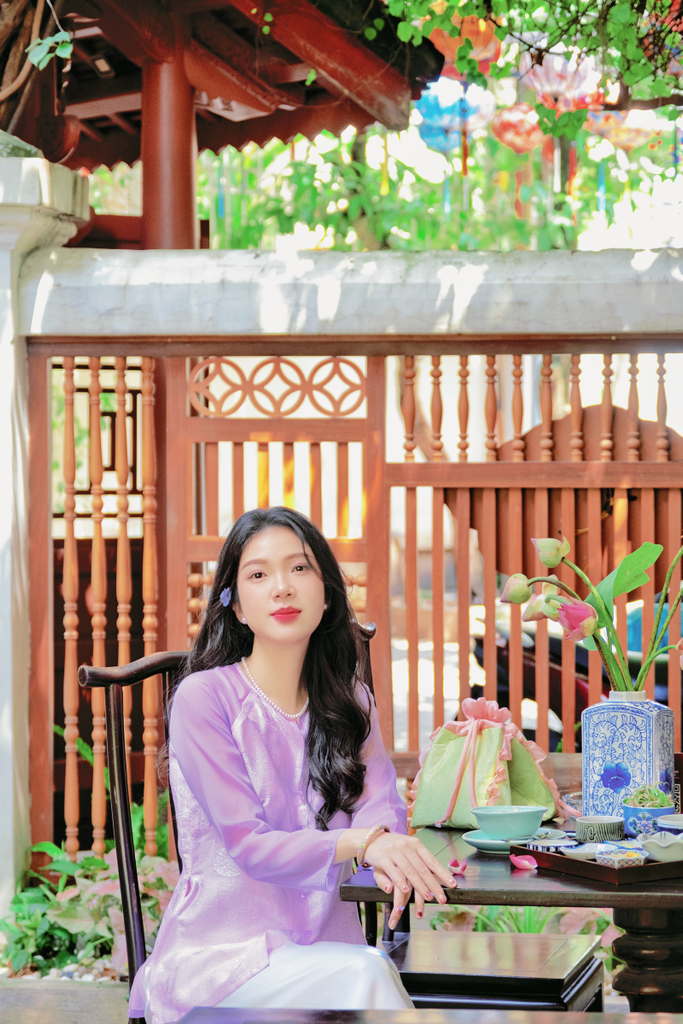 Áo bà ba lụa tơ tằm Phượng Loan - Tím