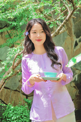 Áo bà ba lụa tơ tằm Phượng Loan - Tím