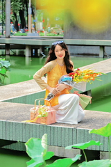 Áo bà ba lụa tơ tằm Phượng Loan - Vàng