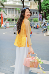 Áo bà ba lụa tơ tằm Phượng Loan - Vàng