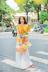 Áo bà ba lụa tơ tằm Phượng Loan - Vàng