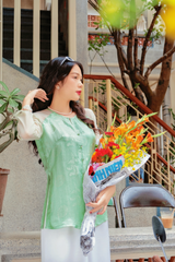Áo bà ba lụa tơ tằm Phượng Loan - Xanh ngọc