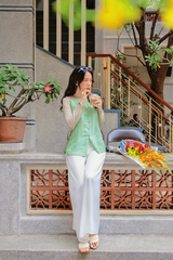 Áo bà ba lụa tơ tằm Phượng Loan - Xanh ngọc