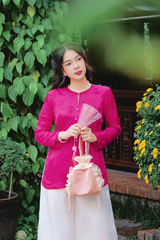 Áo bà ba lụa tơ tằm Phượng Liên - Hồng sen